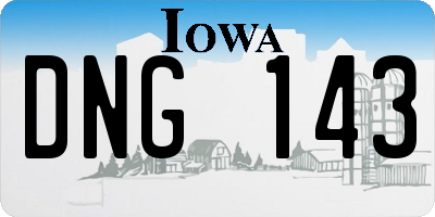 IA license plate DNG143
