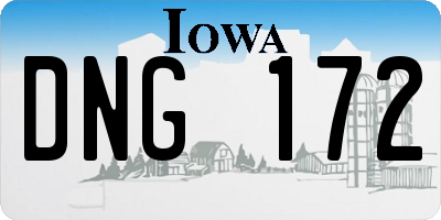 IA license plate DNG172
