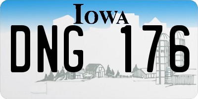 IA license plate DNG176