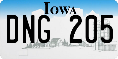IA license plate DNG205