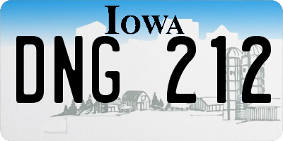 IA license plate DNG212