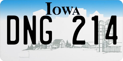 IA license plate DNG214