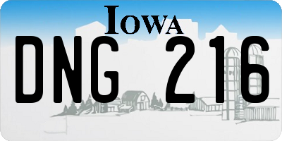 IA license plate DNG216