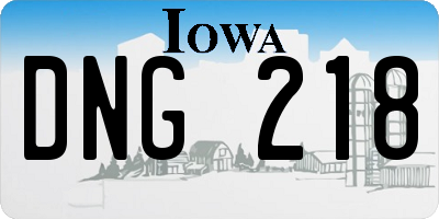 IA license plate DNG218