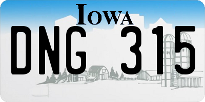 IA license plate DNG315
