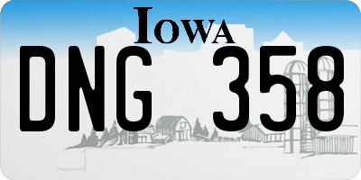 IA license plate DNG358