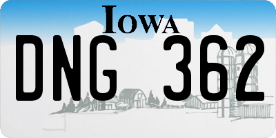 IA license plate DNG362