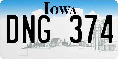 IA license plate DNG374