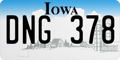 IA license plate DNG378