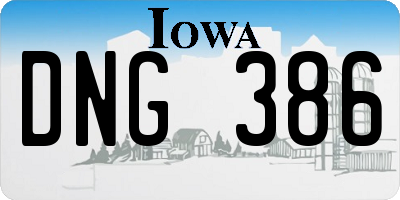 IA license plate DNG386