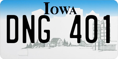 IA license plate DNG401