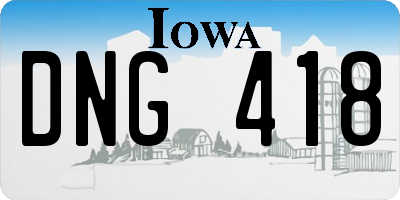 IA license plate DNG418