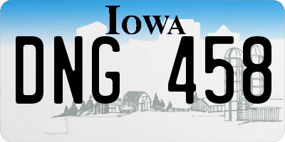 IA license plate DNG458