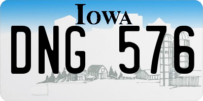IA license plate DNG576