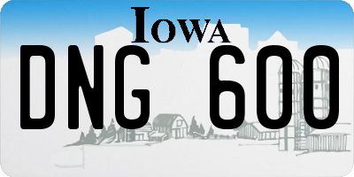 IA license plate DNG600