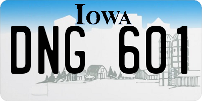 IA license plate DNG601