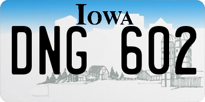 IA license plate DNG602