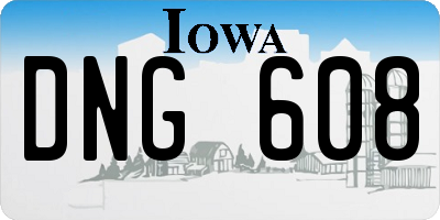 IA license plate DNG608