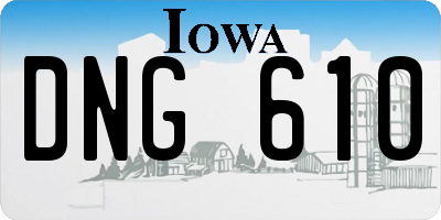 IA license plate DNG610