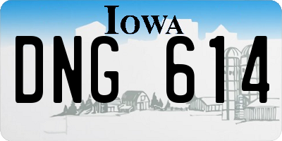 IA license plate DNG614