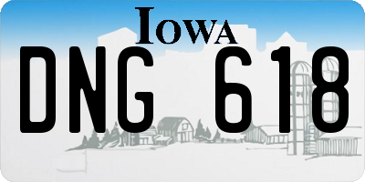 IA license plate DNG618