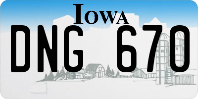 IA license plate DNG670