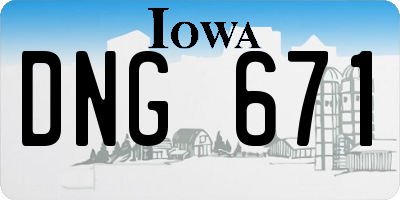 IA license plate DNG671