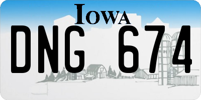 IA license plate DNG674