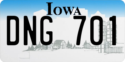 IA license plate DNG701