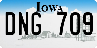 IA license plate DNG709