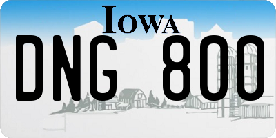 IA license plate DNG800
