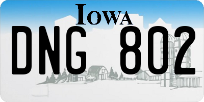 IA license plate DNG802