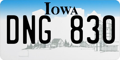 IA license plate DNG830