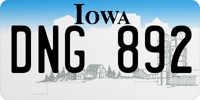 IA license plate DNG892