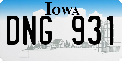IA license plate DNG931