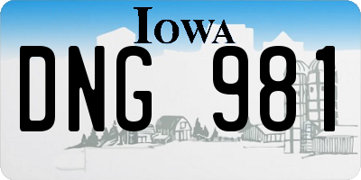 IA license plate DNG981