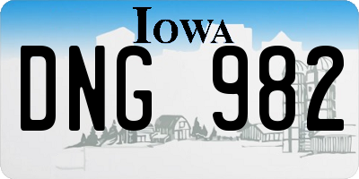 IA license plate DNG982