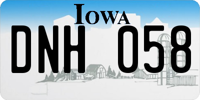 IA license plate DNH058