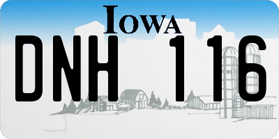 IA license plate DNH116