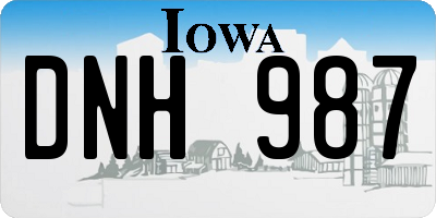 IA license plate DNH987
