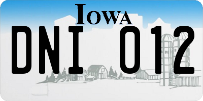 IA license plate DNI012