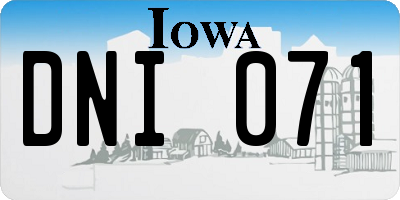 IA license plate DNI071