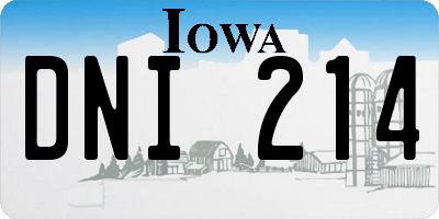 IA license plate DNI214