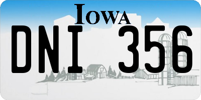 IA license plate DNI356