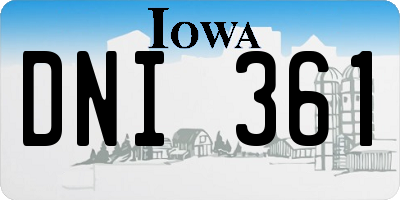 IA license plate DNI361