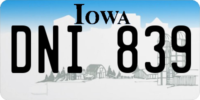 IA license plate DNI839