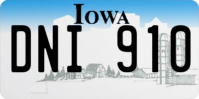 IA license plate DNI910
