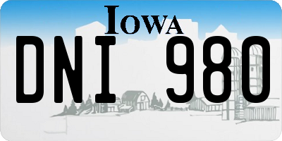 IA license plate DNI980
