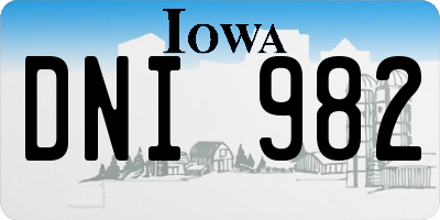 IA license plate DNI982