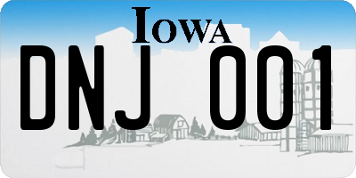 IA license plate DNJ001